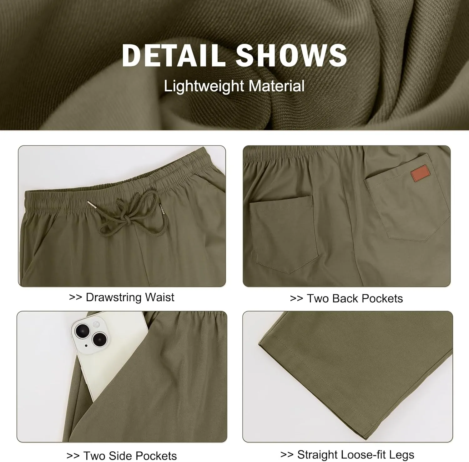 Mens Casual Jogger Pants Relaxed Fit Cargo Pants Drawstring Sweatpants Hiking Outdoor Twill Sport Pants