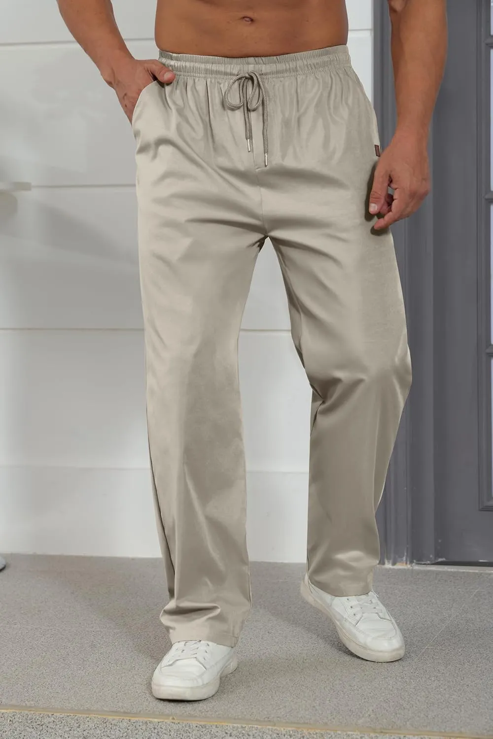 Mens Casual Jogger Pants Relaxed Fit Cargo Pants Drawstring Sweatpants Hiking Outdoor Twill Sport Pants