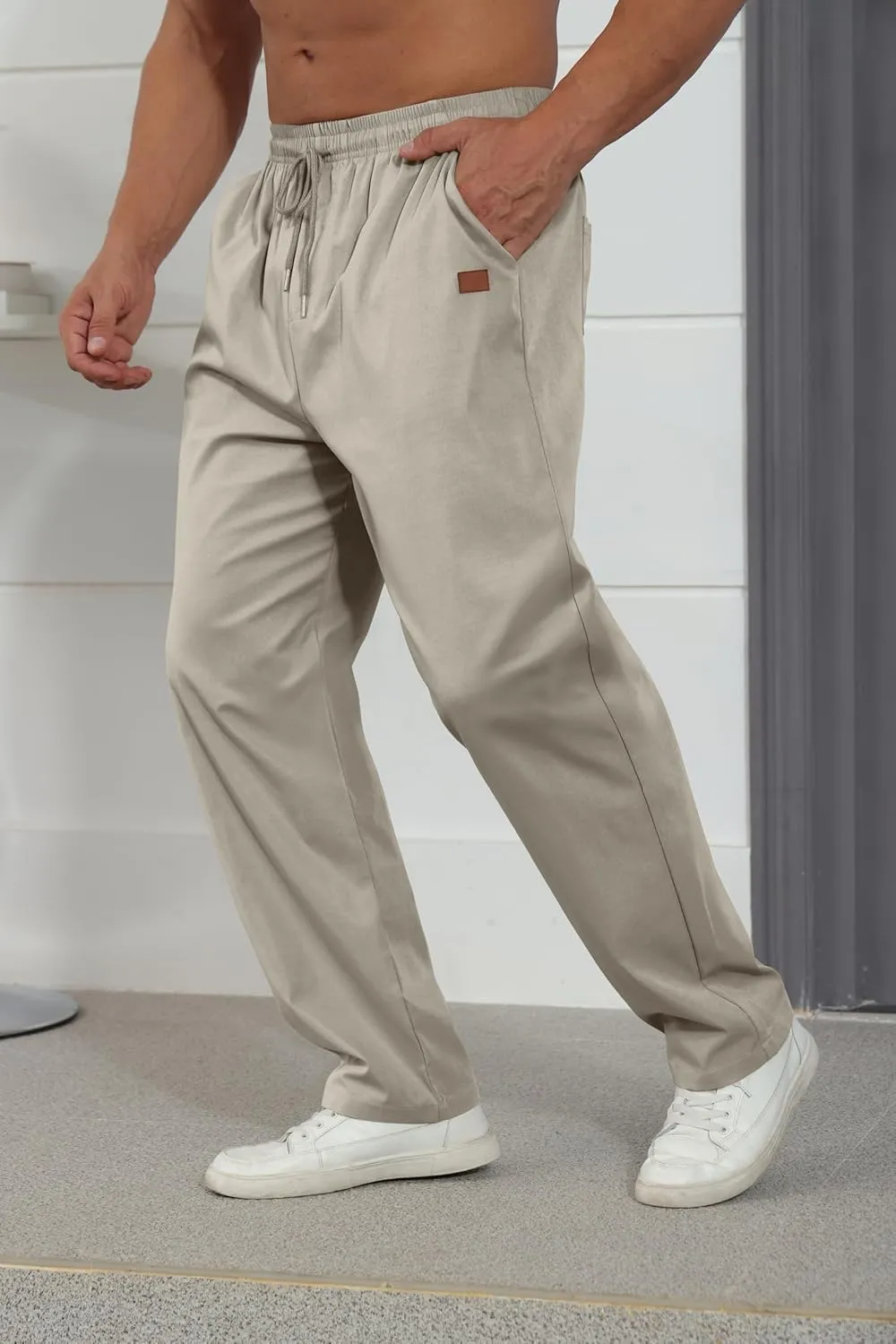 Mens Casual Jogger Pants Relaxed Fit Cargo Pants Drawstring Sweatpants Hiking Outdoor Twill Sport Pants