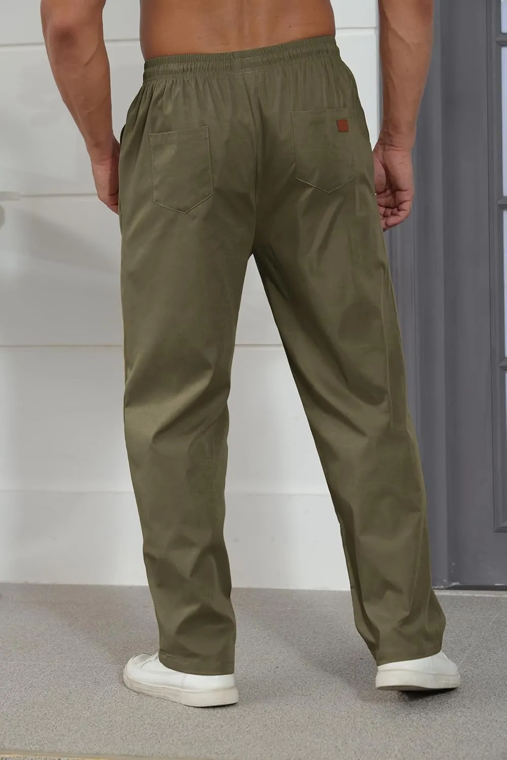 Mens Casual Jogger Pants Relaxed Fit Cargo Pants Drawstring Sweatpants Hiking Outdoor Twill Sport Pants