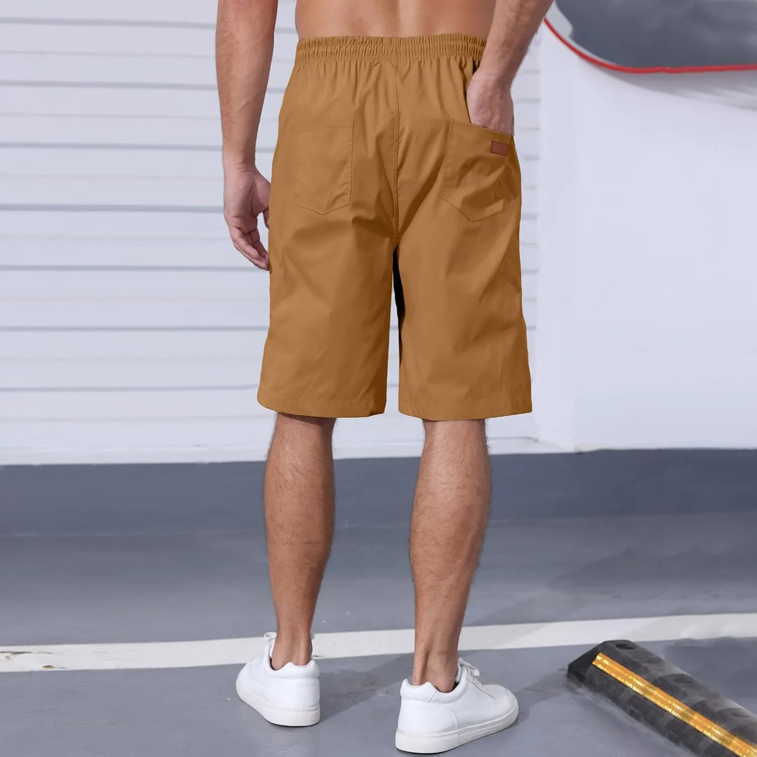 Men's Casual Jogger Shorts Elastic Waist Cargo Shorts Relaxed Fit SweatShorts Running Workout Sport Twill Shorts