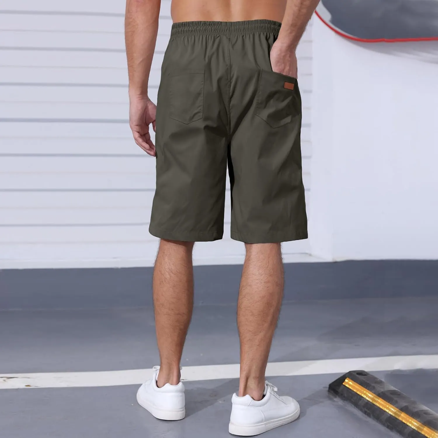 Men's Casual Jogger Shorts Elastic Waist Cargo Shorts Relaxed Fit SweatShorts Running Workout Sport Twill Shorts