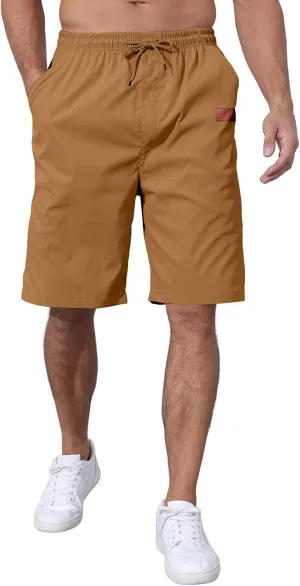 Men's Casual Jogger Shorts Elastic Waist Cargo Shorts Relaxed Fit SweatShorts Running Workout Sport Twill Shorts
