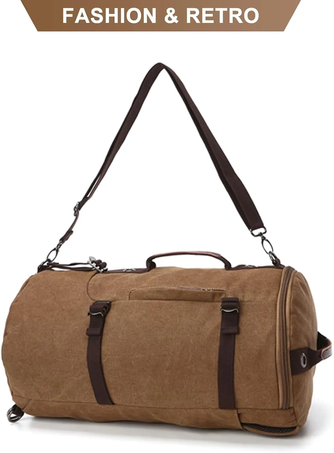 Men's Convertible Travel Duffle Bag Canvas Lightweight Backpack Multipurpose Shoulder Bags Weekend Overnight Handbag (Blue)