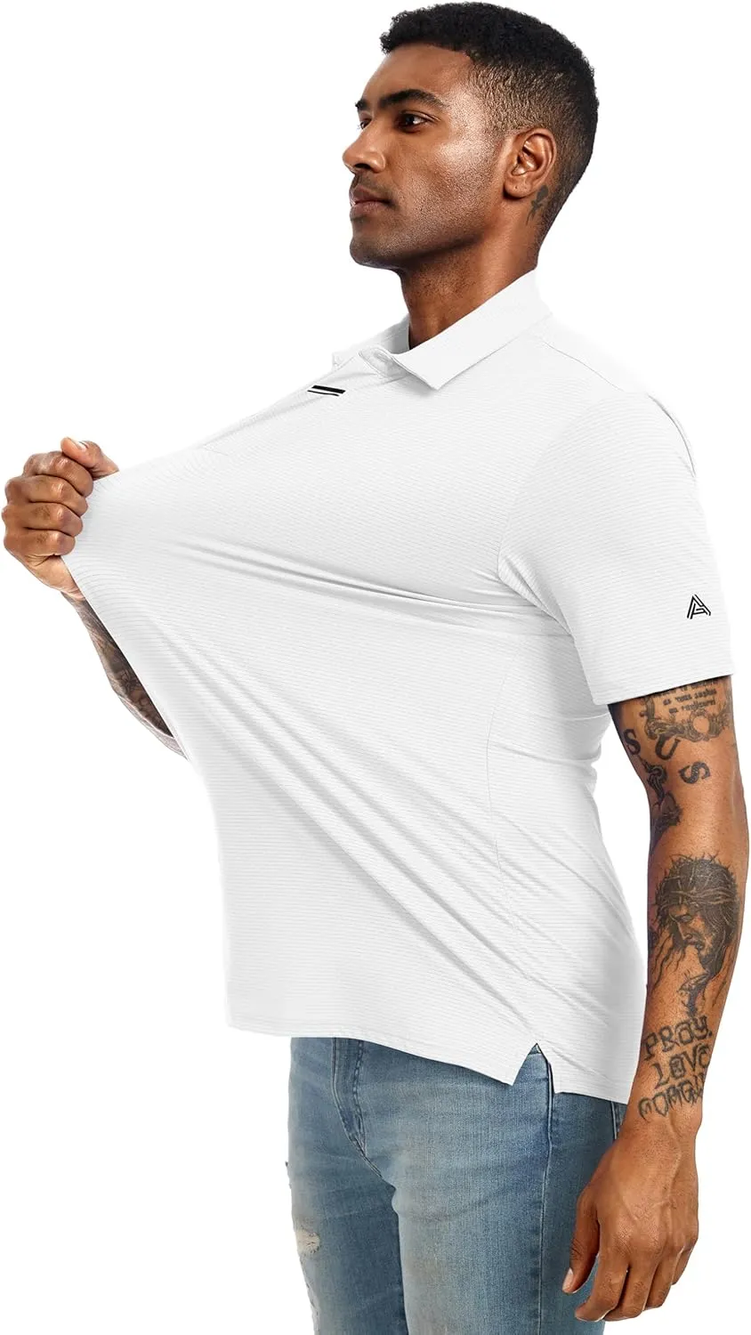 Men's Golf Polo Shirts UPF 50  Short Sleeve Dri Fit Polos Stretch Performance Collared Golf Casual Work Business Wear