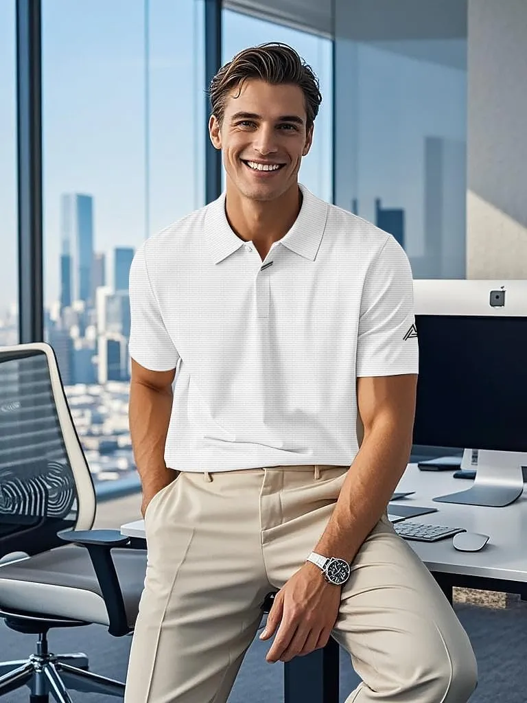 Men's Golf Polo Shirts UPF 50  Short Sleeve Dri Fit Polos Stretch Performance Collared Golf Casual Work Business Wear