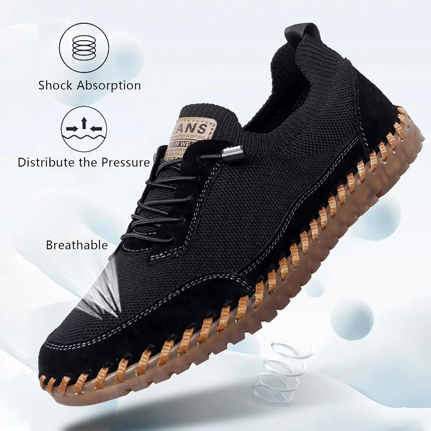Men's Mesh Slip-On Lightweight Sneakers Handmade Breathable Soft Sole Casual Walking Shoes Comfortable Driving Shoes