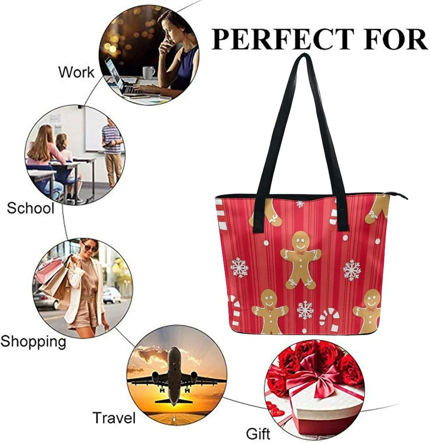Men's Portable Tote Bag Trendy Modern Leather Handbag For Work Weekend