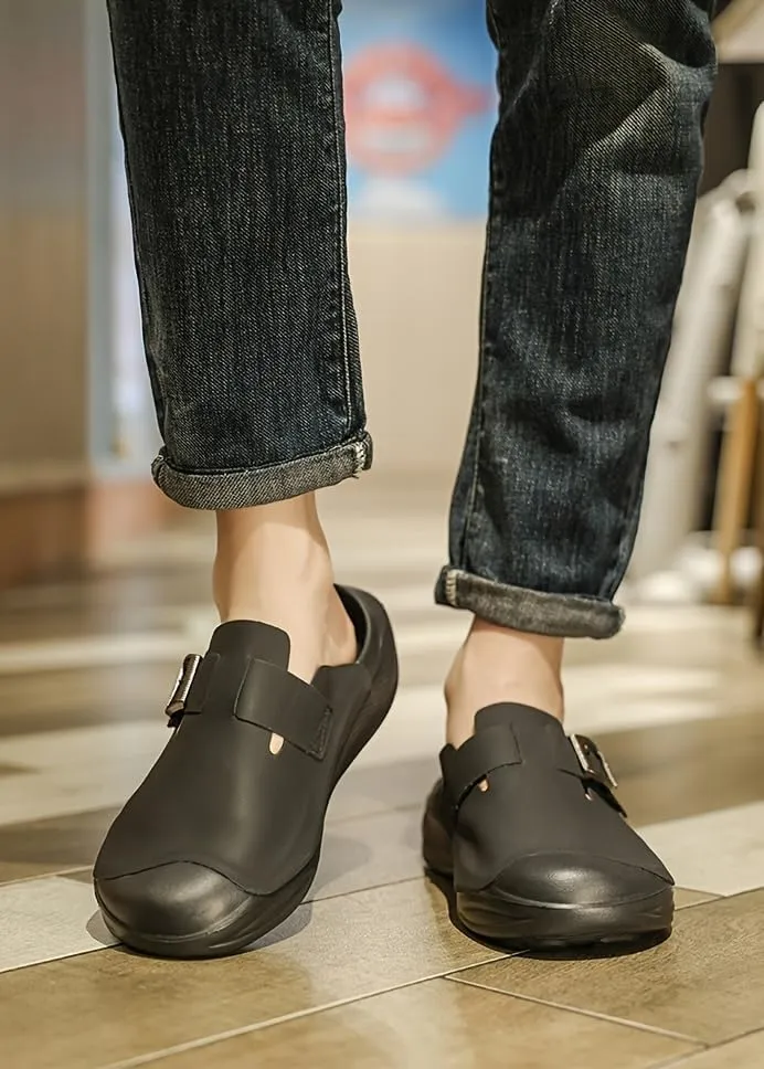 Men's Trendy Chunky Slippers With Buckle Straps, Comfy Non Slip Casual Durable