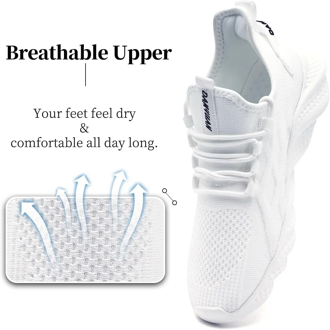 Men's Walking Running Shoes Sneakers Athletic Non Slip On Sports Tennis Fitness Shoes Casual Workout Lightweight Breathable Trainers Gym Fashion Mesh Soft Comfortable Shoe