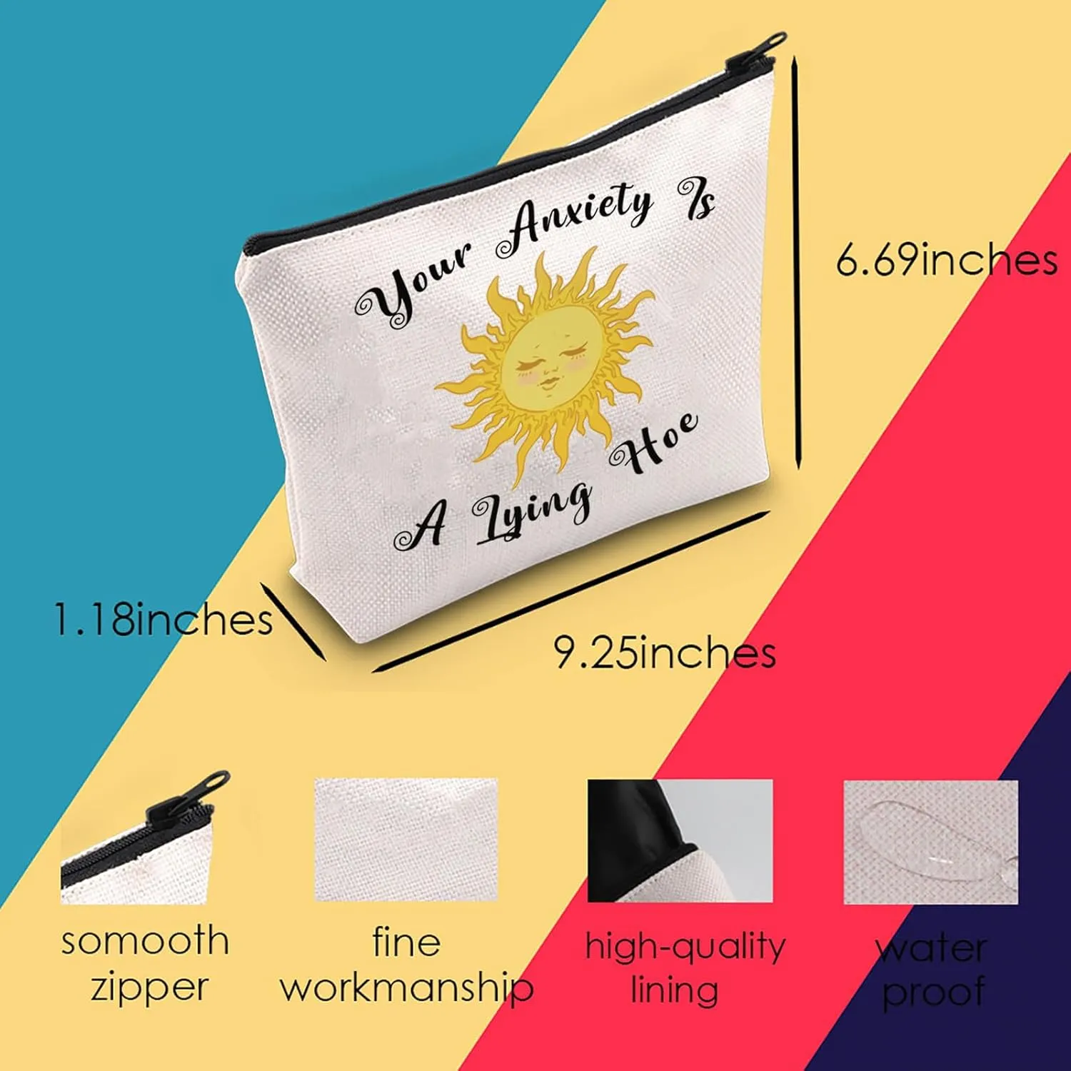 Mental Health Awareness Gift Your Anxiety Is A Lying Hoe Cosmetic Bag Self Care Gift Therapist Bag (Hoe Bag)