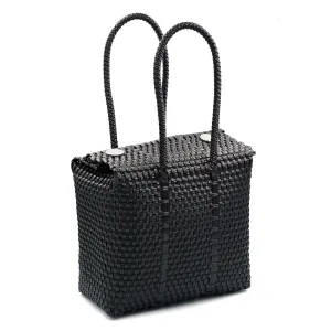 Mexican Handwoven Artisan Bag for Women Made from Recycled Plastic in a Solid Color (Small, BLACK)