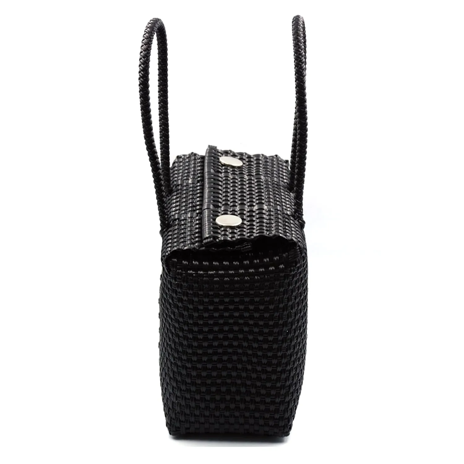 Mexican Handwoven Artisan Bag for Women Made from Recycled Plastic in a Solid Color (Small, BLACK)