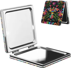 Mexican Traditional Textile Style Women Small Makeup Mirror Compact Handheld Cosmetic Mirror for Purse Pocket