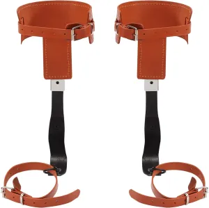 mignonnememe Tree Climbing Spikes with Belt, Stainless Steel Climbing Trees Gear with Cattle Hide Leggings Straps and Extra Straps for Outdoor Jungle Survival Fruit Picking-Orange