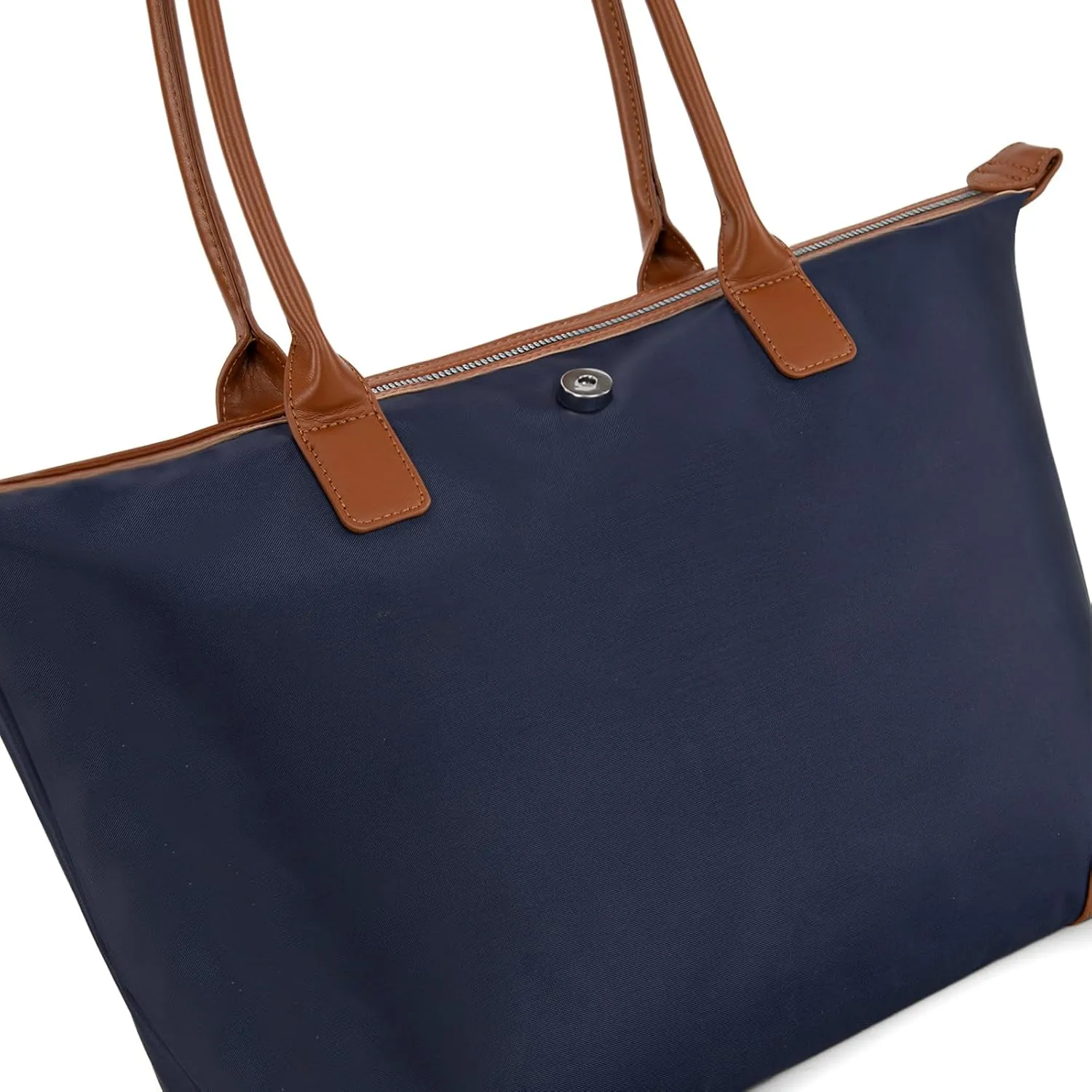 Milan Chiva Nylon Tote Bag for Women Large Shoulder Bag with Zipper Lightweight Foldable Work Tote