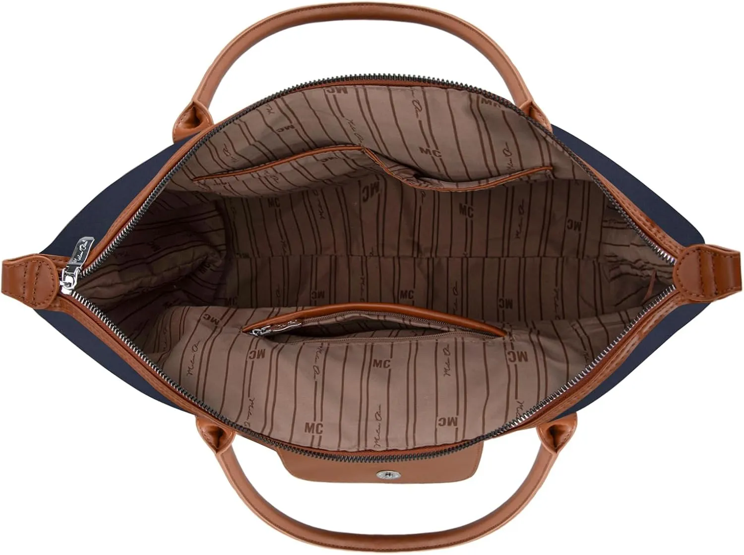 Milan Chiva Nylon Tote Bag for Women Large Shoulder Bag with Zipper Lightweight Foldable Work Tote