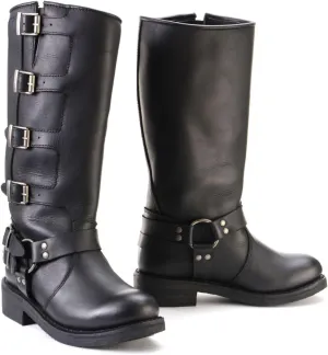 Milwaukee Leather MBL9346 Women's Tall Black Leather Harness Motorcycle Rider Boots w/Adjustable Straps - 9