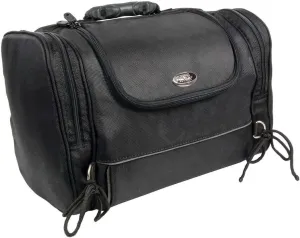 Milwaukee Leather SH684 Medium Black Textile Motorcycle Duffle Style Roll Sissy Bar Bag with Reflective Piping - Medium