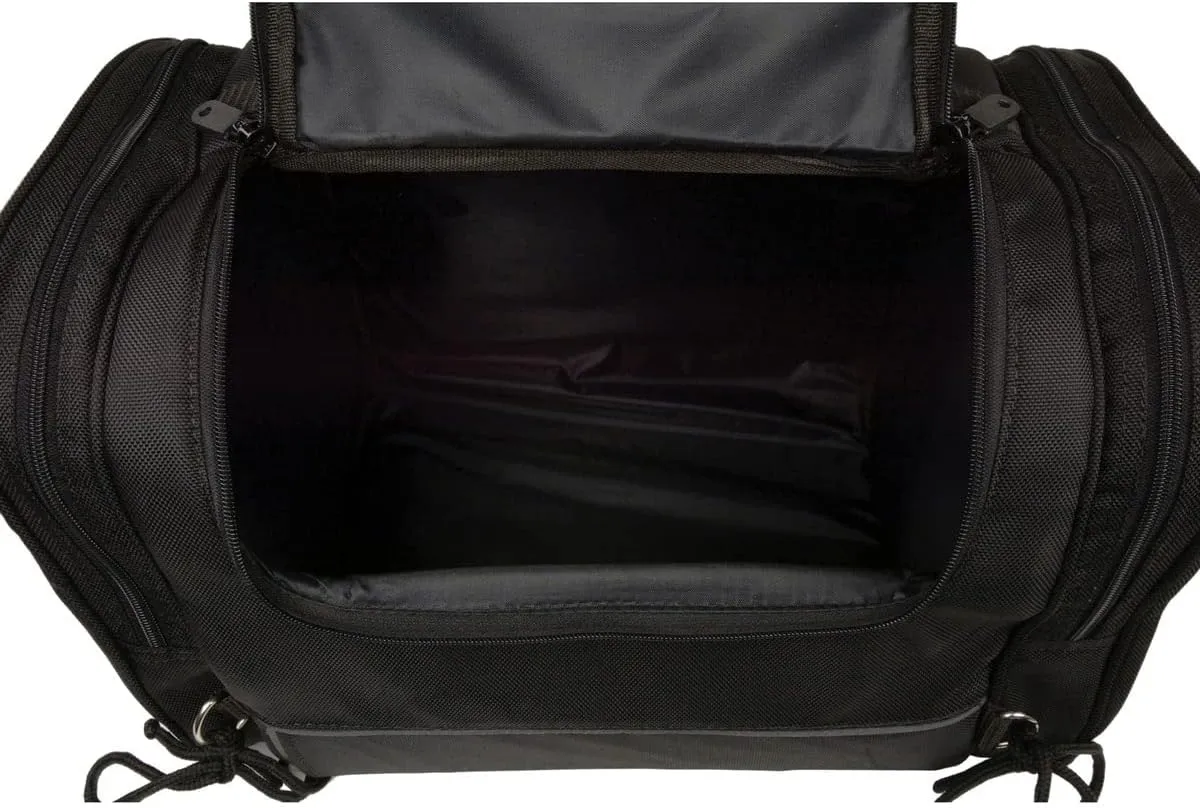 Milwaukee Leather SH684 Medium Black Textile Motorcycle Duffle Style Roll Sissy Bar Bag with Reflective Piping - Medium