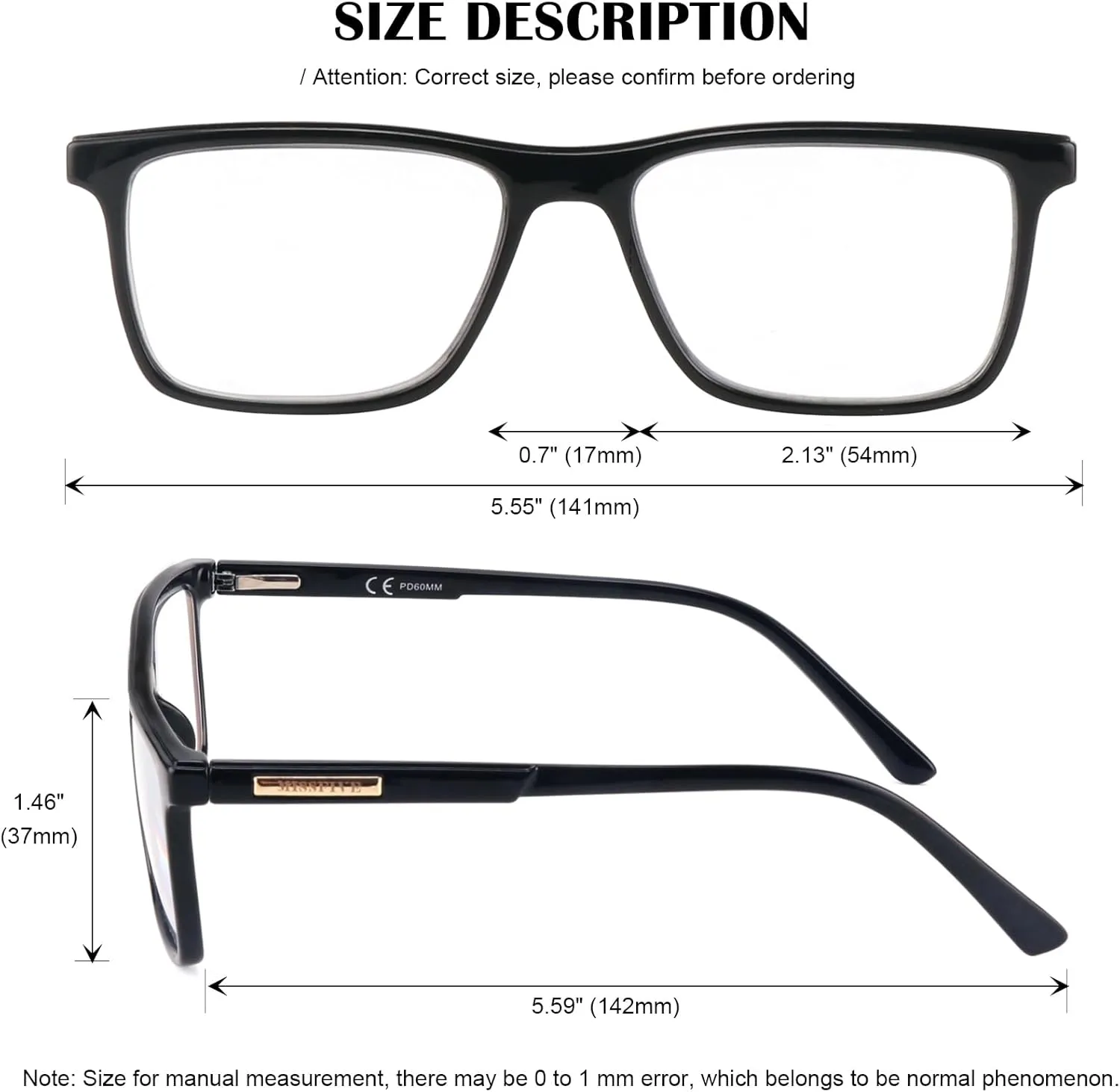 Missfive 2 Pack Multifocus Progressive Reading Glasses - Blue Light Blocking Anti UV/Eye Strain, Durable Metal Spring Hinge Multifocal Readers, Stylish Eyewear for Near Workspace,1.5x