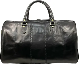Mississippi Max Travel Bag, Genuine Leather Made in Italy (Black)
