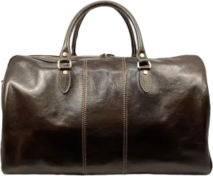 Mississippi Max Travel Bag, Genuine Leather Made in Italy (Dark Brown)