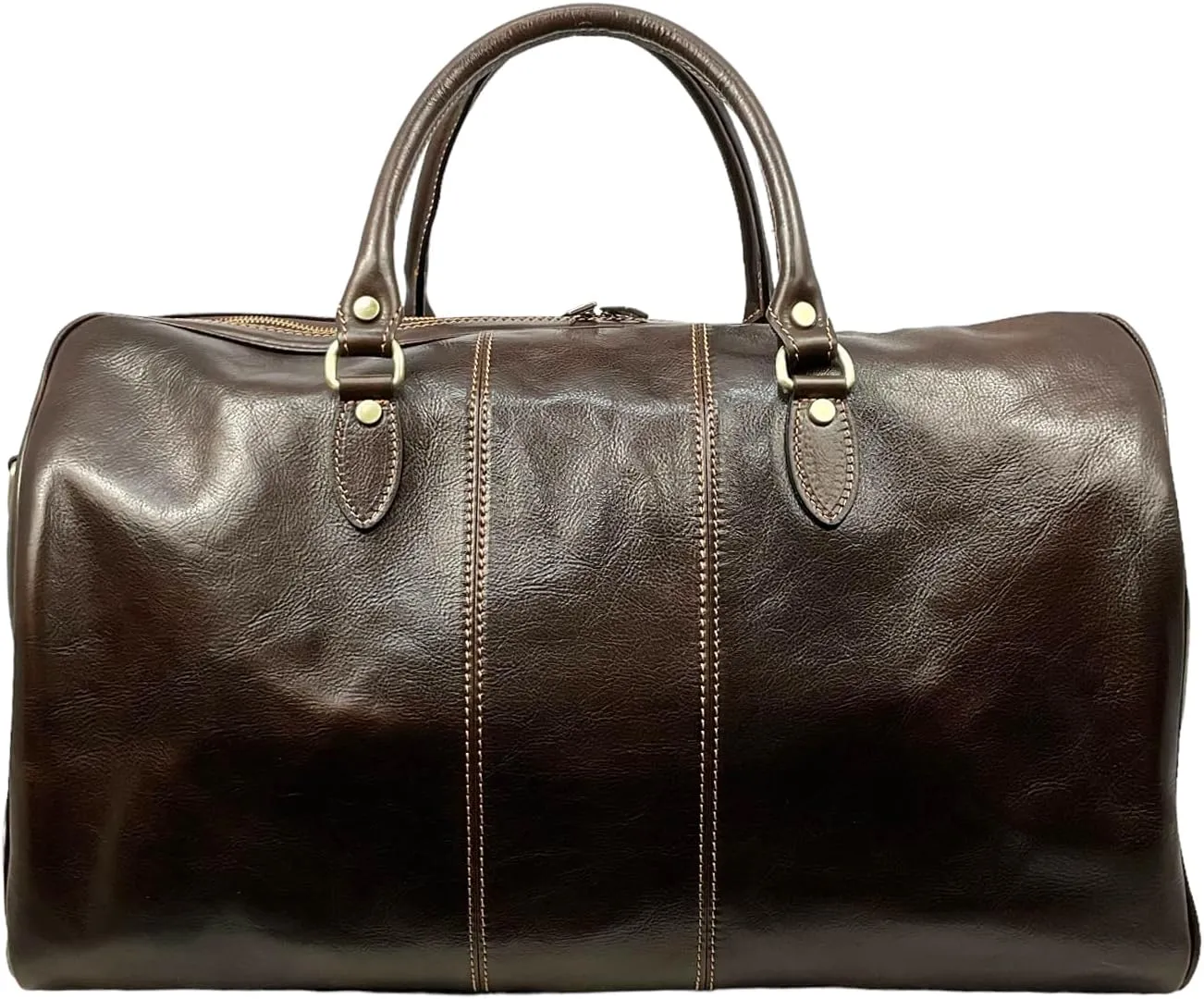 Mississippi Max Travel Bag, Genuine Leather Made in Italy (Dark Brown)