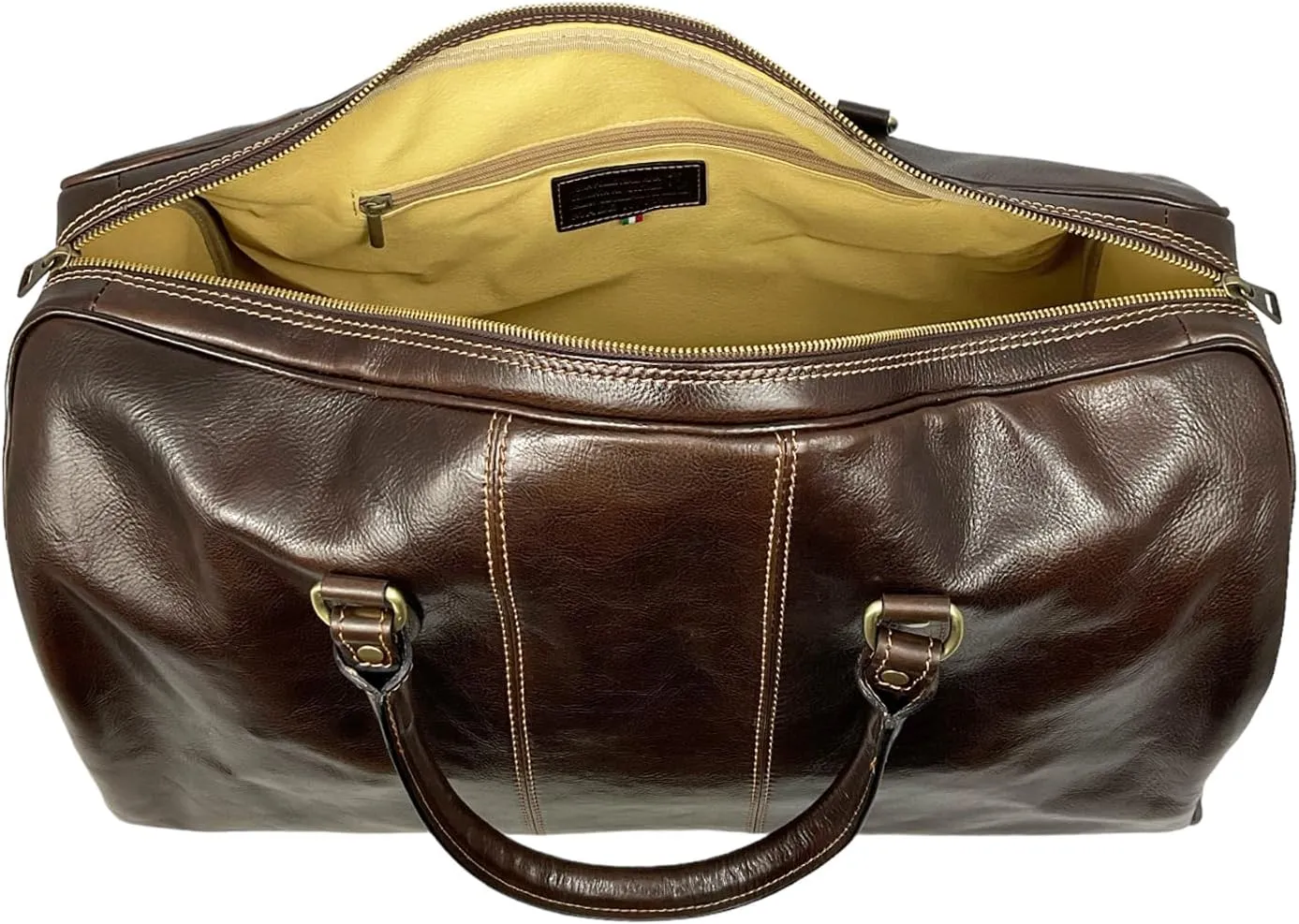 Mississippi Max Travel Bag, Genuine Leather Made in Italy (Dark Brown)