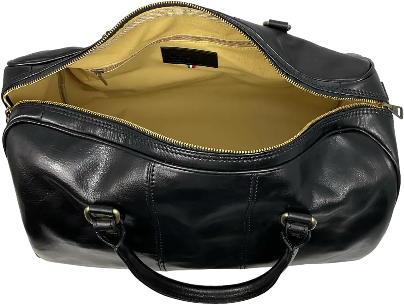 Mississippi Travel Bag, Genuine Leather Made in Italy (Black)