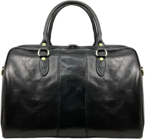 Mississippi Travel Bag, Genuine Leather Made in Italy (Black)