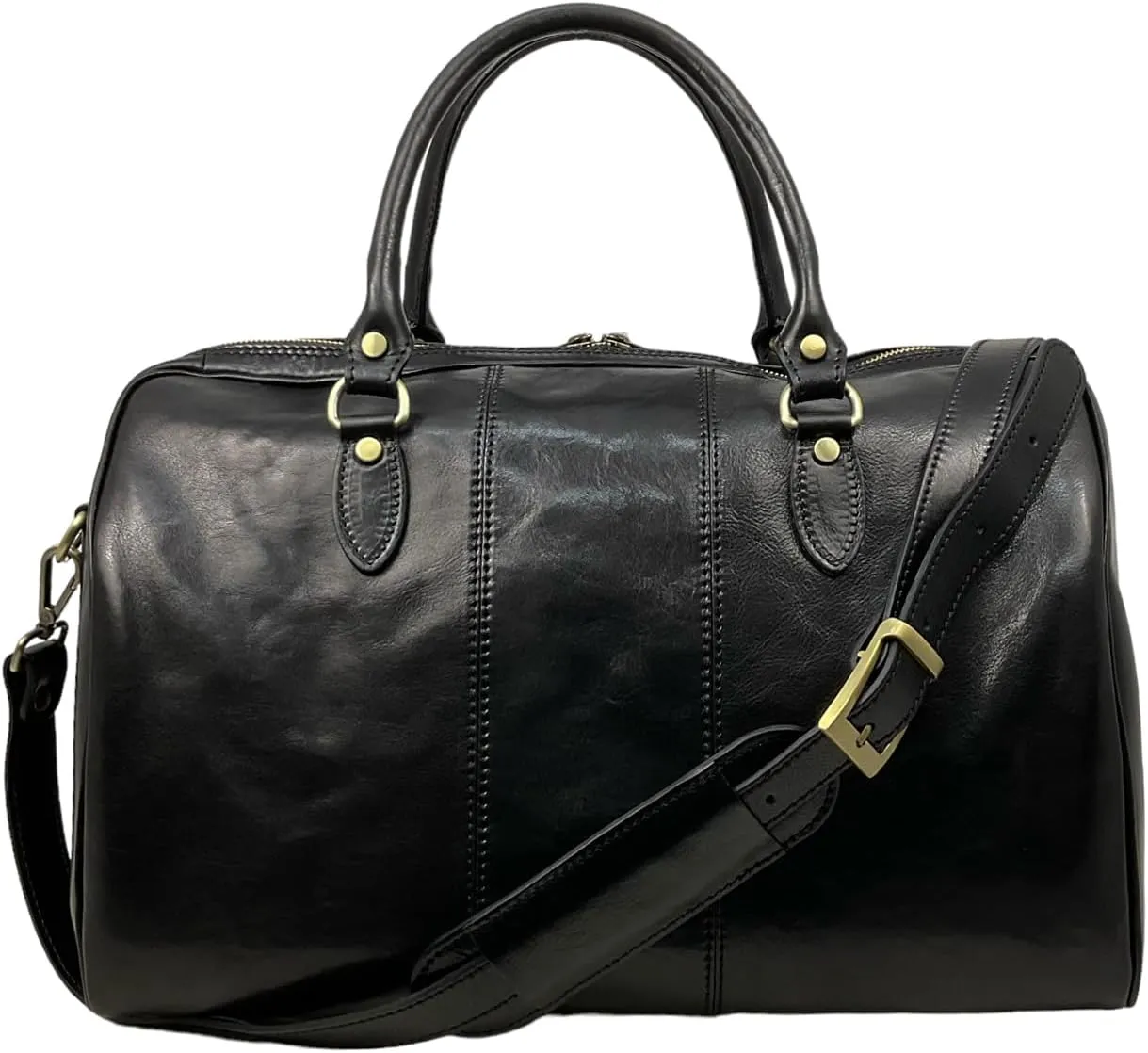 Mississippi Travel Bag, Genuine Leather Made in Italy (Black)