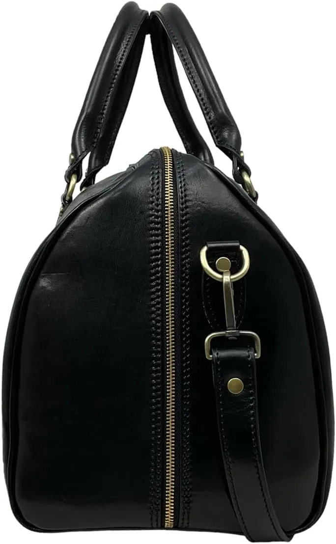 Mississippi Travel Bag, Genuine Leather Made in Italy (Black)