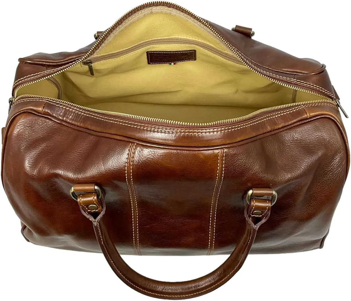 Mississippi Travel Bag, Genuine Leather Made in Italy (Brown)