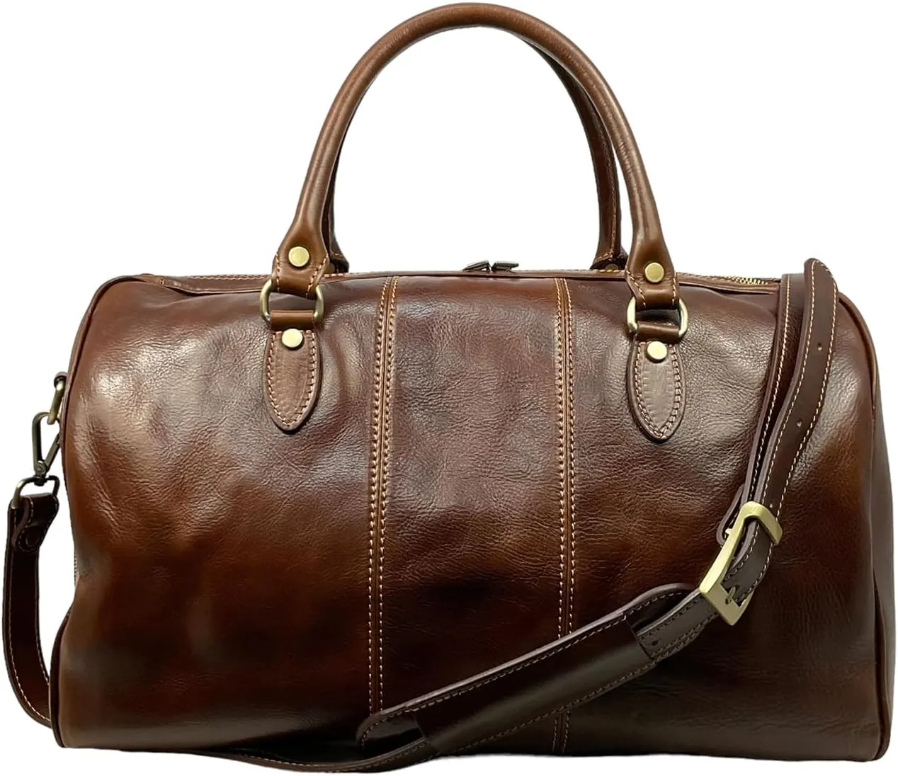 Mississippi Travel Bag, Genuine Leather Made in Italy (Brown)