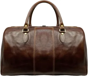 Mississippi Travel Bag, Genuine Leather Made in Italy (Brown)