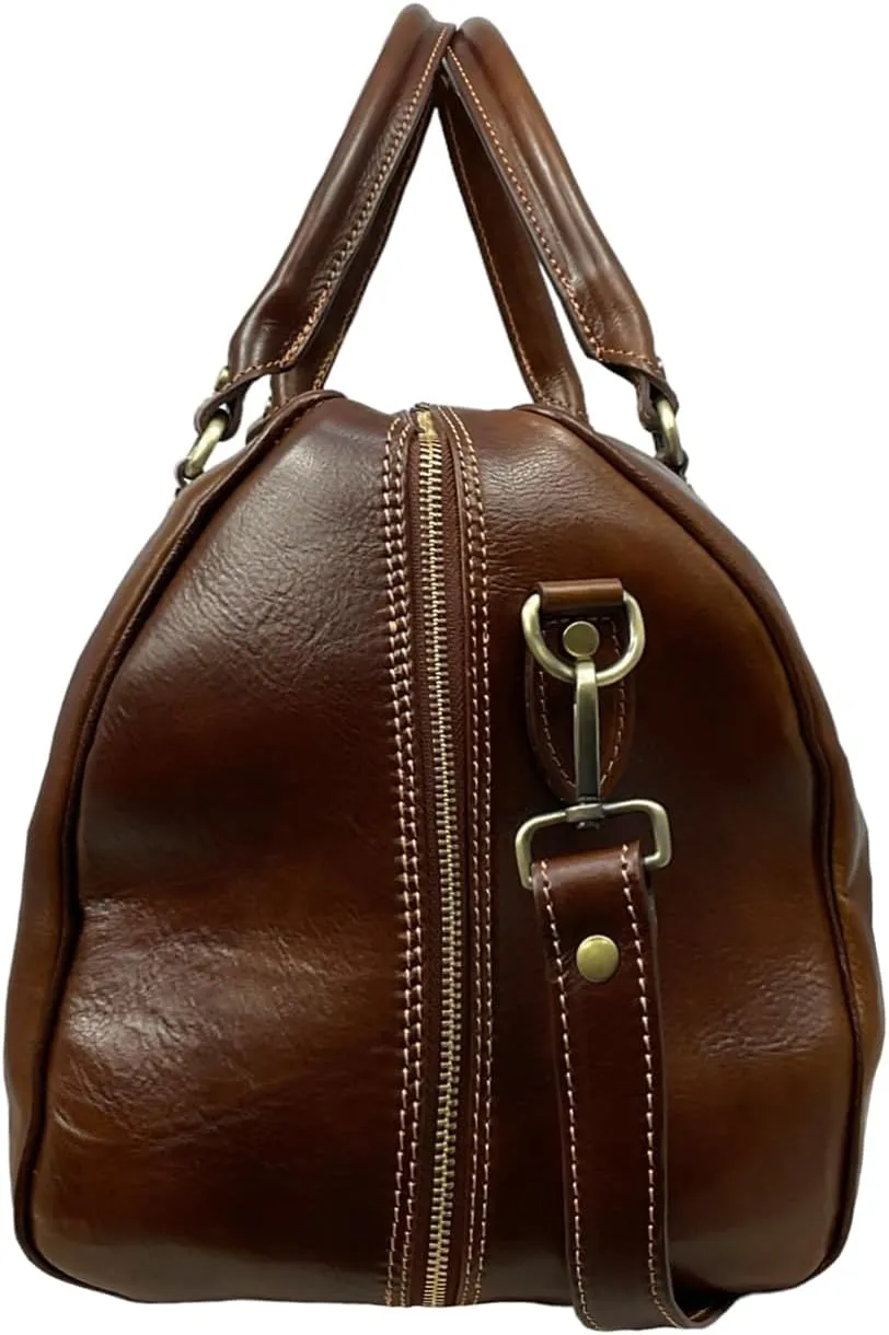 Mississippi Travel Bag, Genuine Leather Made in Italy (Brown)