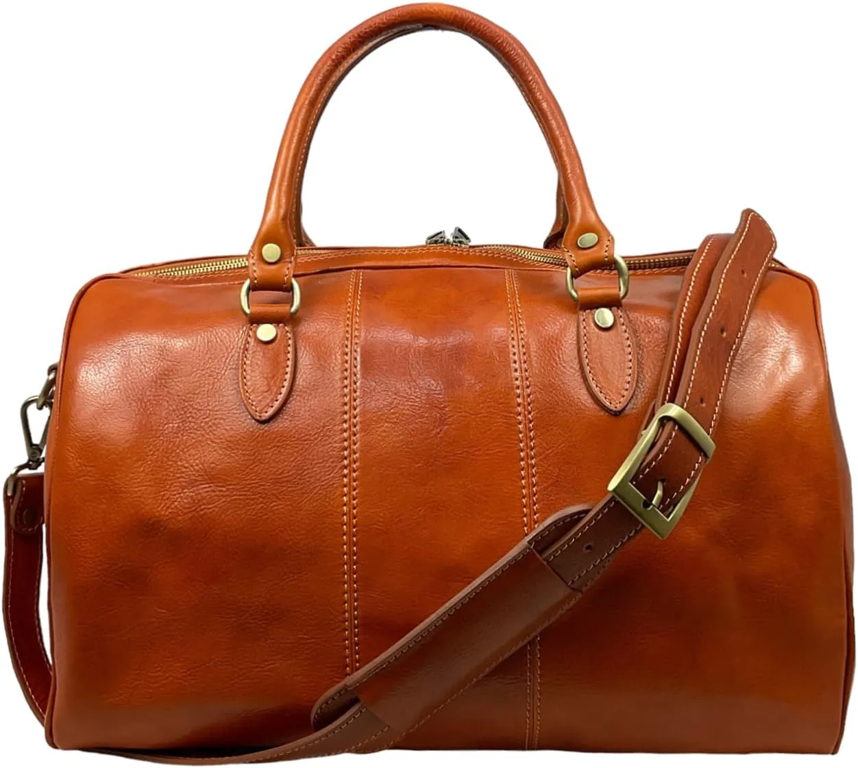 Mississippi Travel Bag, Genuine Leather Made in Italy (Camel)