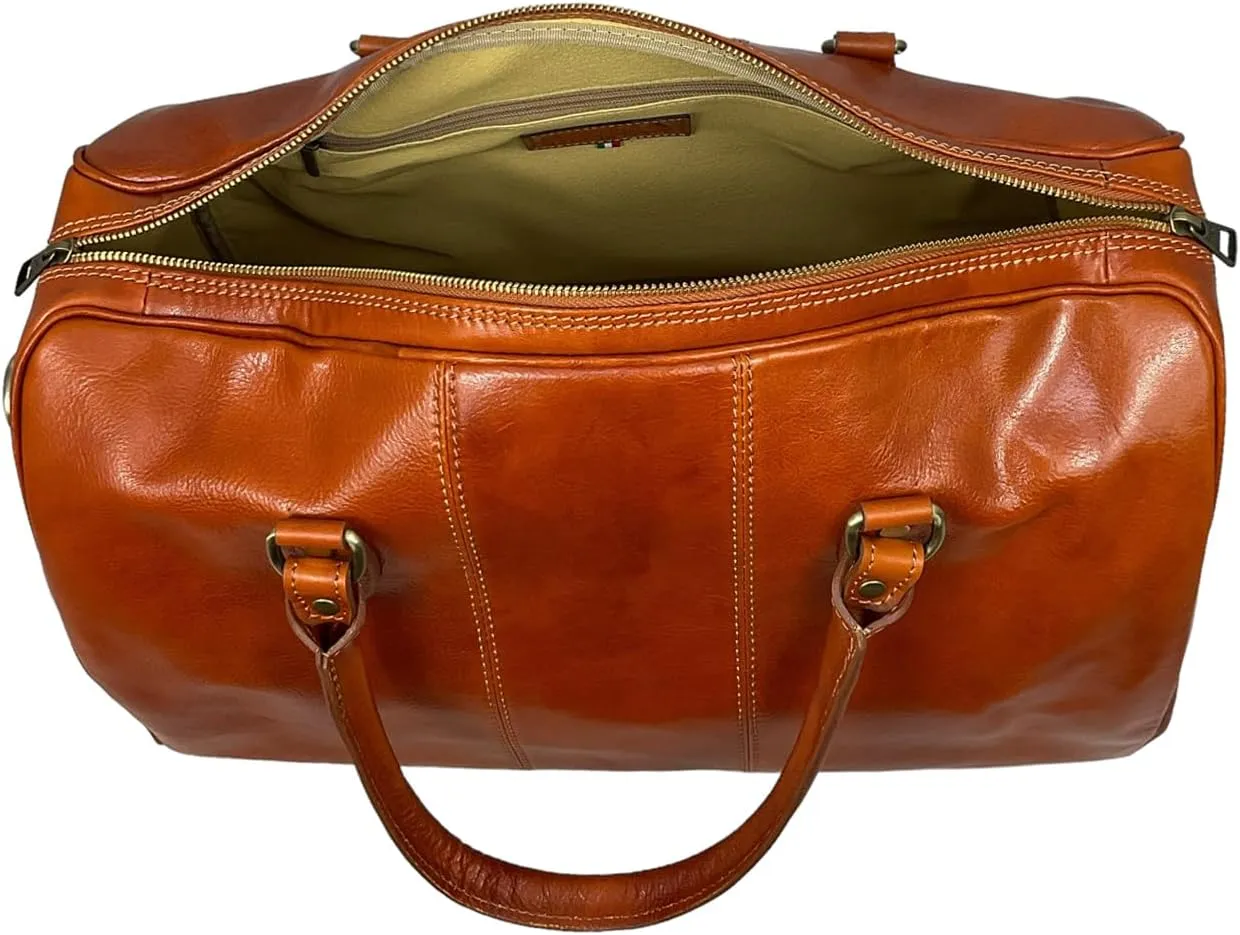 Mississippi Travel Bag, Genuine Leather Made in Italy (Camel)