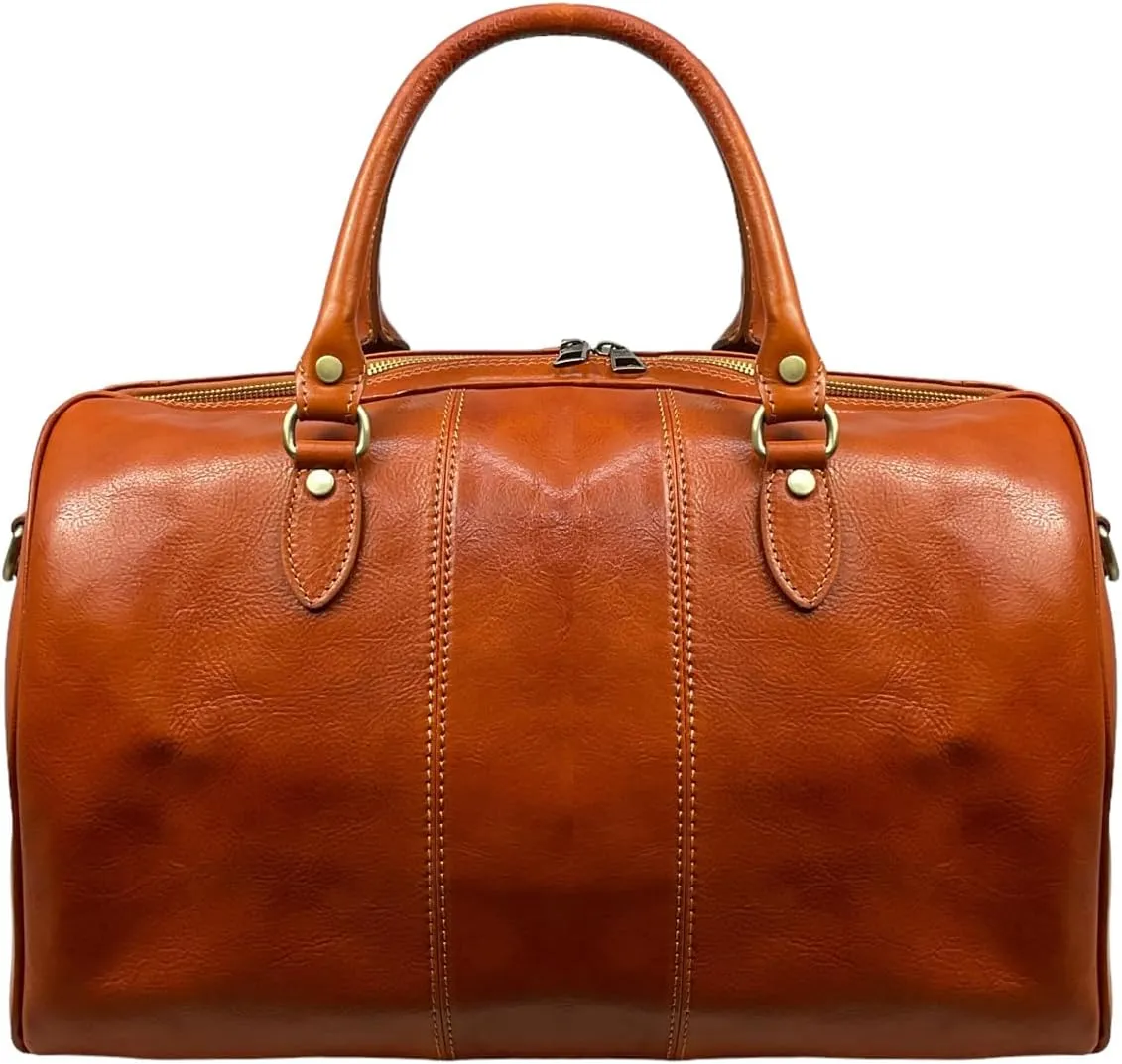 Mississippi Travel Bag, Genuine Leather Made in Italy (Camel)