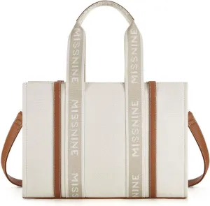 Missnine Tote Bag for Women Canvas Top Handle Satchel Purse Trendy Lightweight Hobo Shoulder Bag with Zipper
