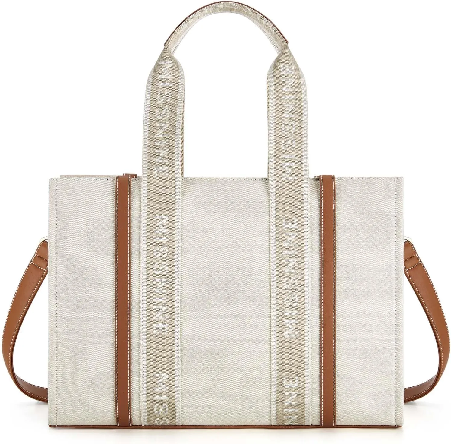 Missnine Tote Bag for Women Canvas Top Handle Satchel Purse Trendy Lightweight Hobo Shoulder Bag with Zipper