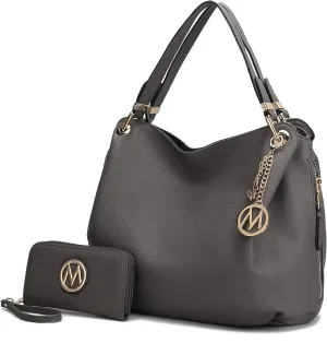 MKF Collection Hobo Bag for Women & Wristlet Wallet, Vegan Leather Handbag Set Shoulder bag Travel Purse by Mia K