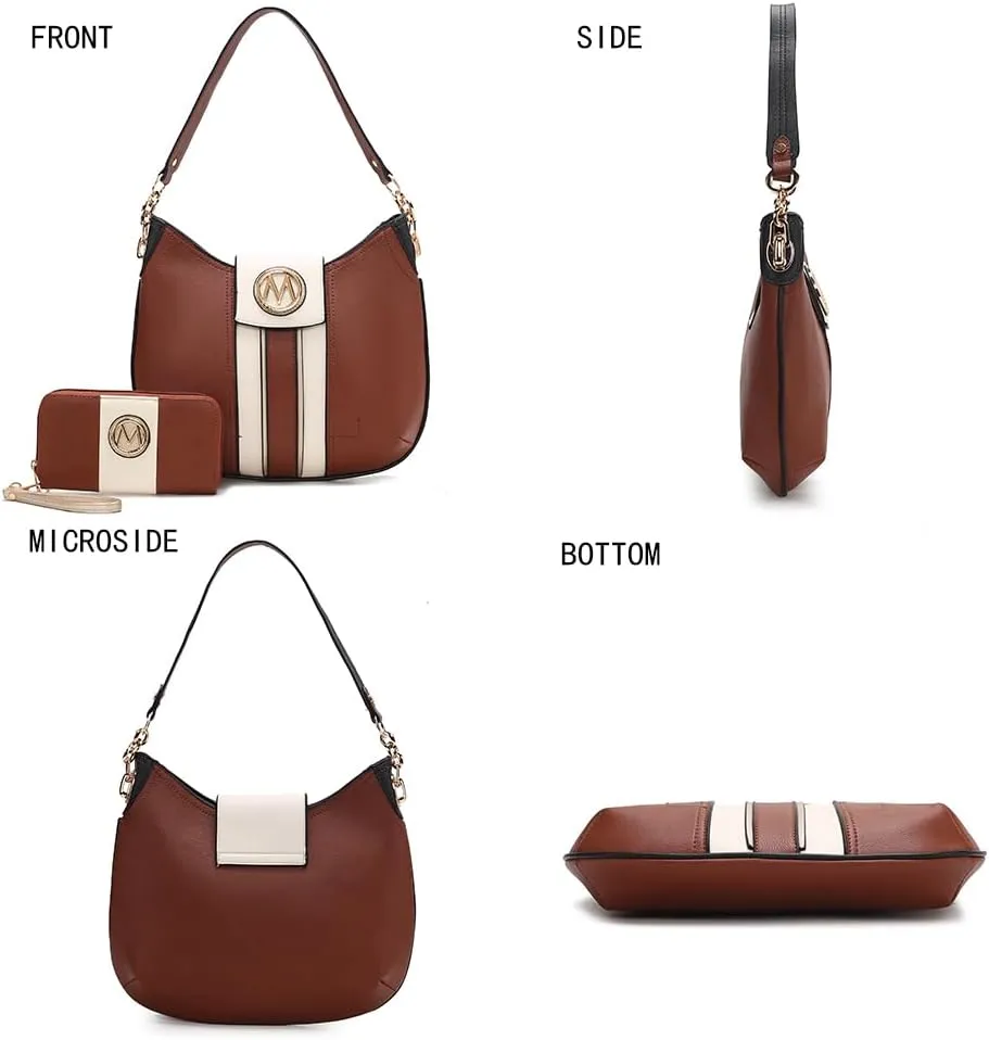 MKF Collection Hobo Bag Set for Women & Wristlet Wallet, Designer Handbag Purse Top Handle Shoulder Bag By Mia K