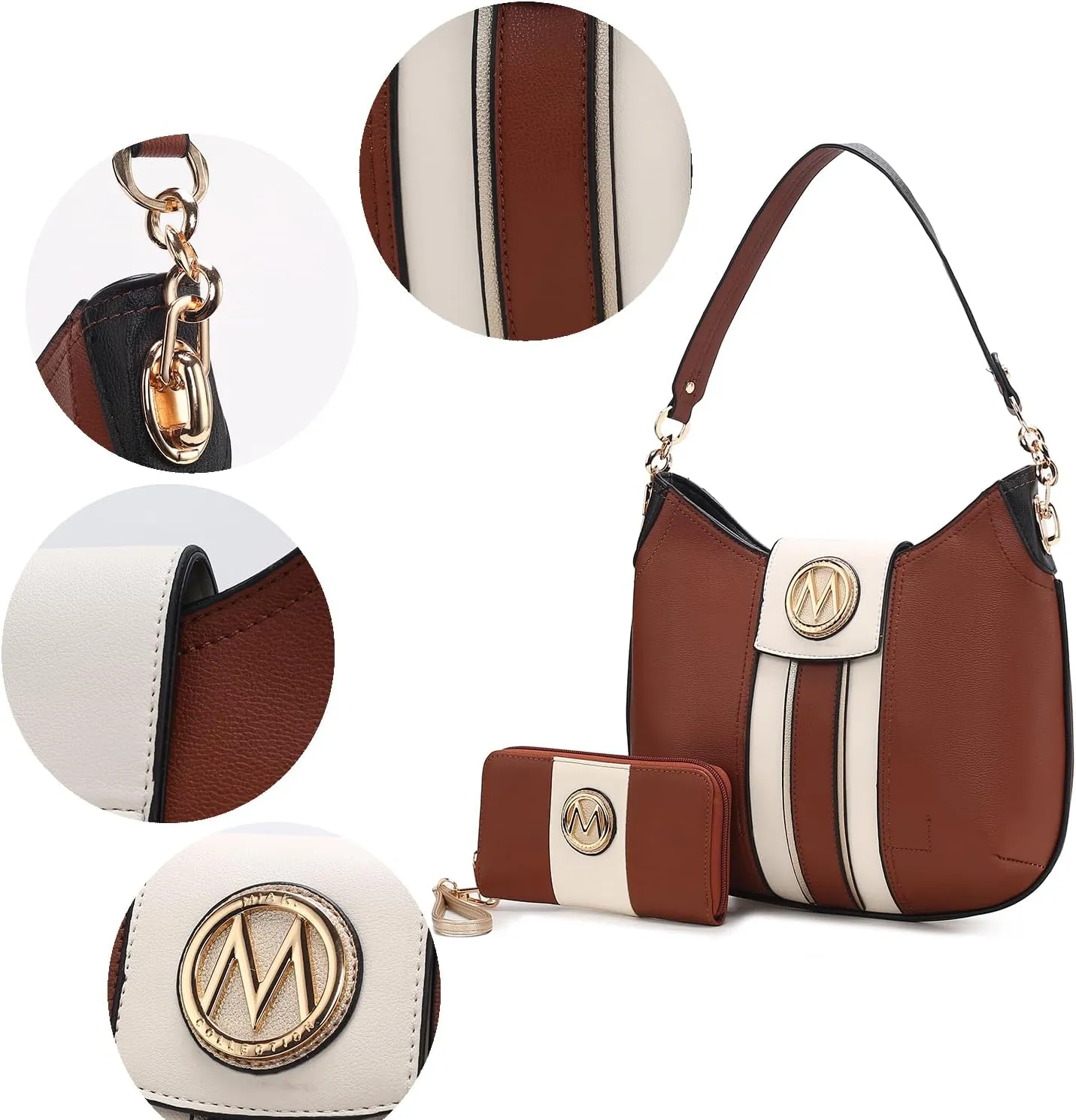 MKF Collection Hobo Bag Set for Women & Wristlet Wallet, Designer Handbag Purse Top Handle Shoulder Bag By Mia K