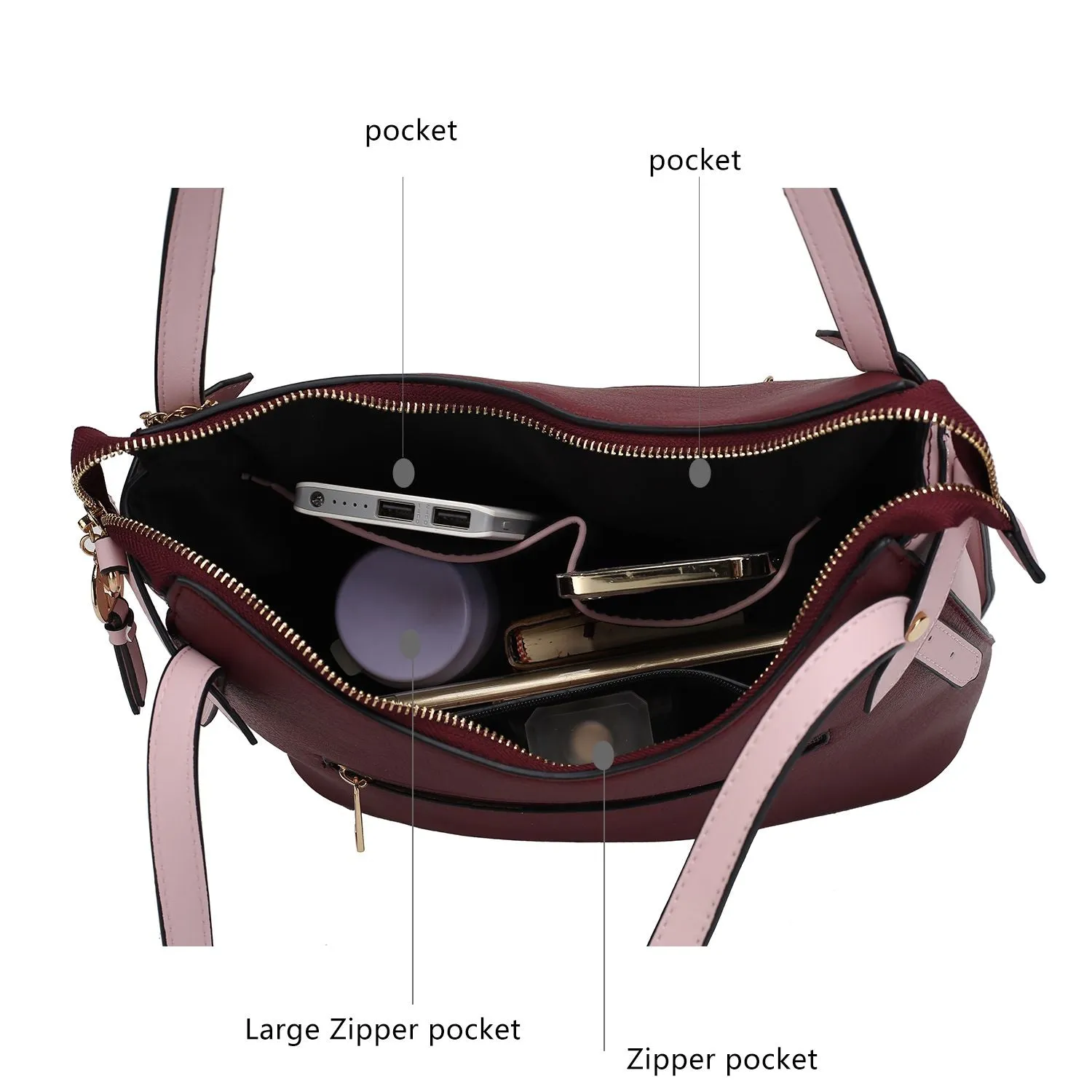 MKF Collection Jaseli Hobo with Wristlet Key Ring & card Holder by Mia k