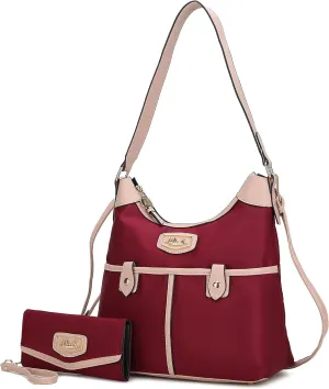 MKF Collection Shoulder Bag for Women, Nylon Handbag Purse, Top-Handle Hobo Bag And Wallet