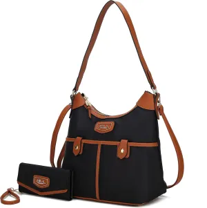 MKF Collection Shoulder Bag for Women, Nylon Handbag Purse, Top-Handle Hobo Bag And Wallet