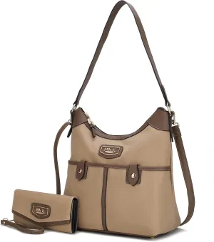MKF Collection Shoulder Bag for Women, Nylon Handbag Purse, Top-Handle Hobo Bag And Wallet