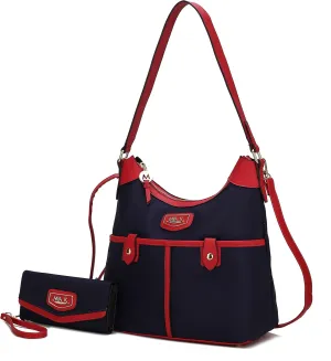 MKF Collection Shoulder Bag for Women, Nylon Handbag Purse, Top-Handle Hobo Bag And Wallet